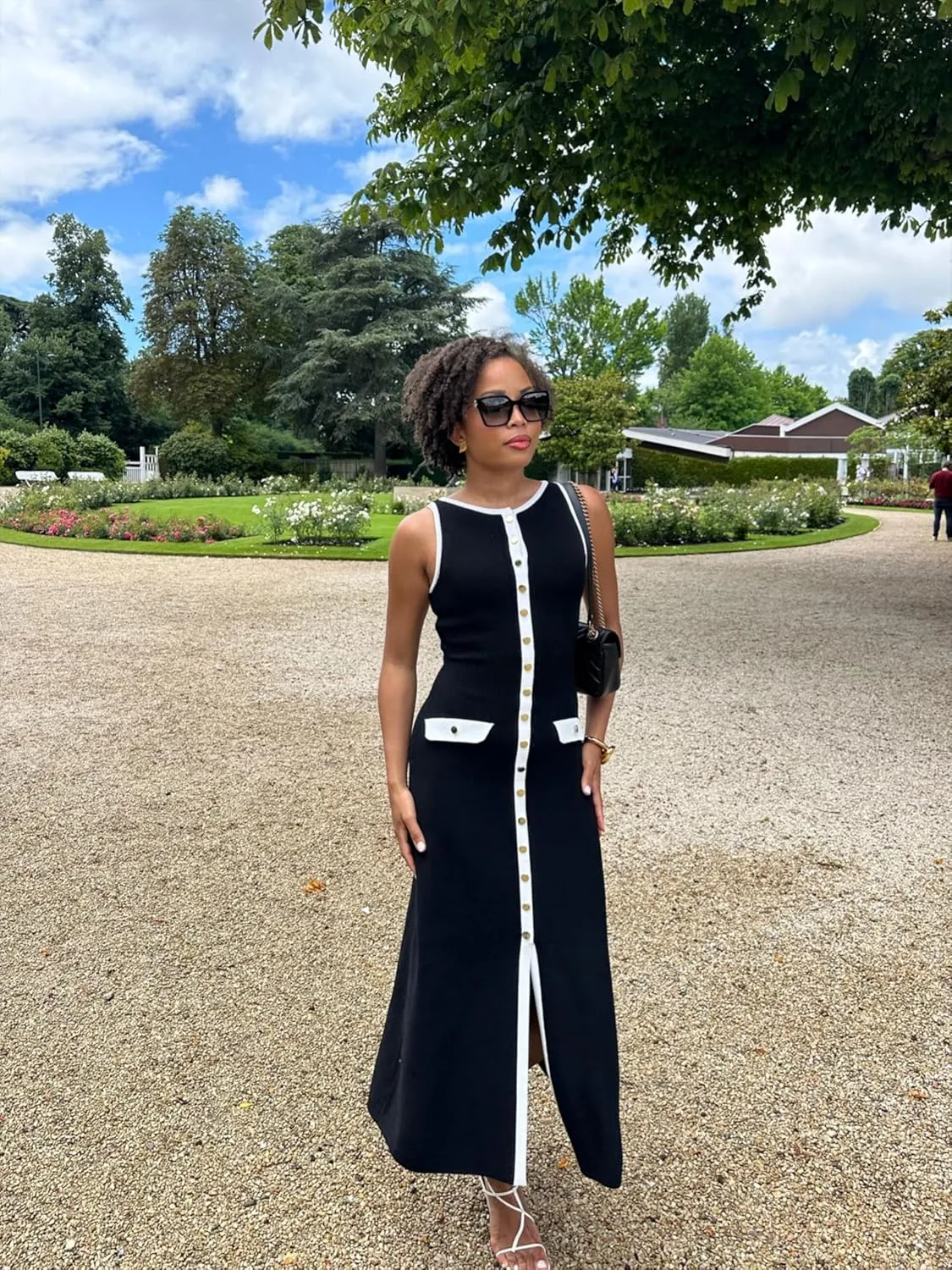 Womens Knit Maxi Dress Sleeveless Bodycon Ribbed Long Tank Dresses Elegant Button Down Workwear Dress