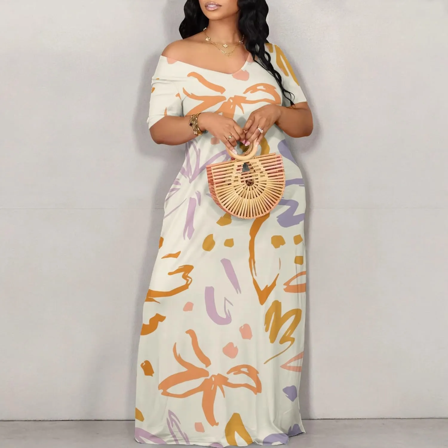 Womens Sexy Beach Outfits Summer Off Shoulder Sexy Maxi Dresses Flowy Dress