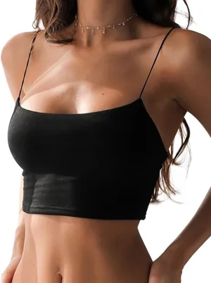 Women's Sexy Spaghetti Strap Camisole Tank Tops Y2k Tube Slim Fitted Yoga Basic Cami Crop Top