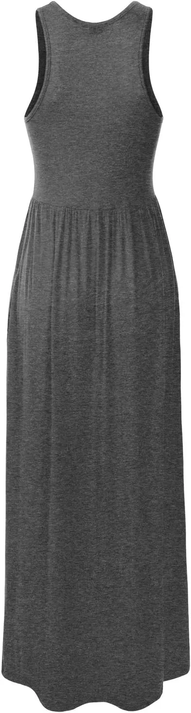 Women's Sleeveless Racerback Long Maxi Dress with Pockets (XS-XXL)