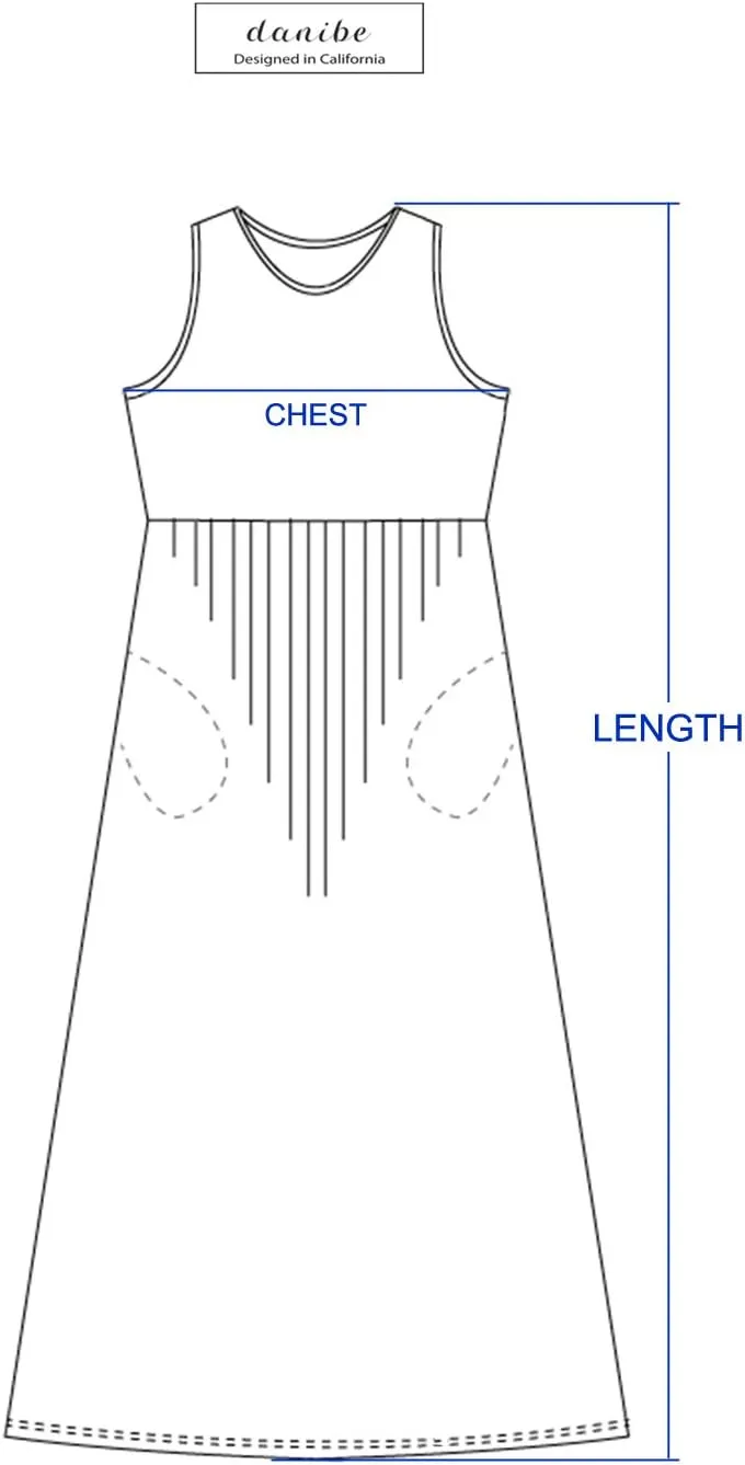 Women's Sleeveless Racerback Long Maxi Dress with Pockets (XS-XXL)