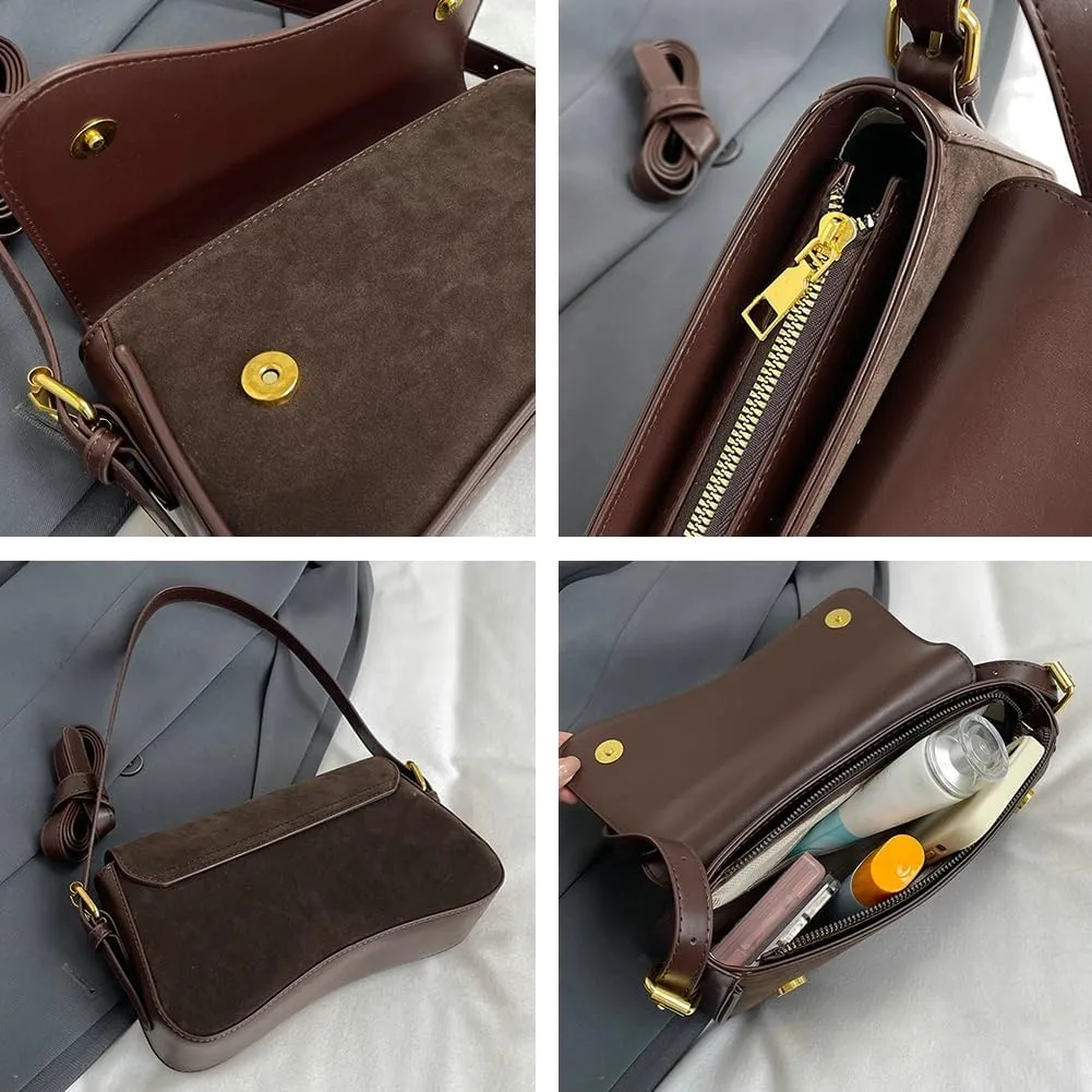 Womens Suede Hobo Shoulder Bag Retro Winter Fall Tote Handbags 2024 Crossbody Bag Underarm Bags for Travel Work
