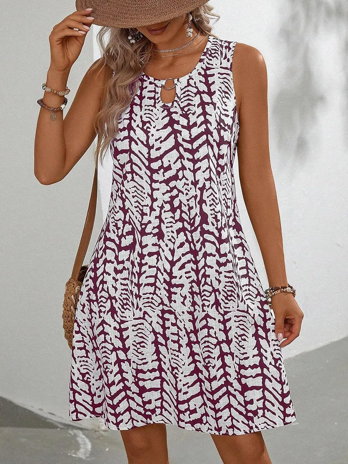Women's Summer Dress 2025 Sleeveless Floral Boho Sundress Casual Beach Vacation Mini Dresses