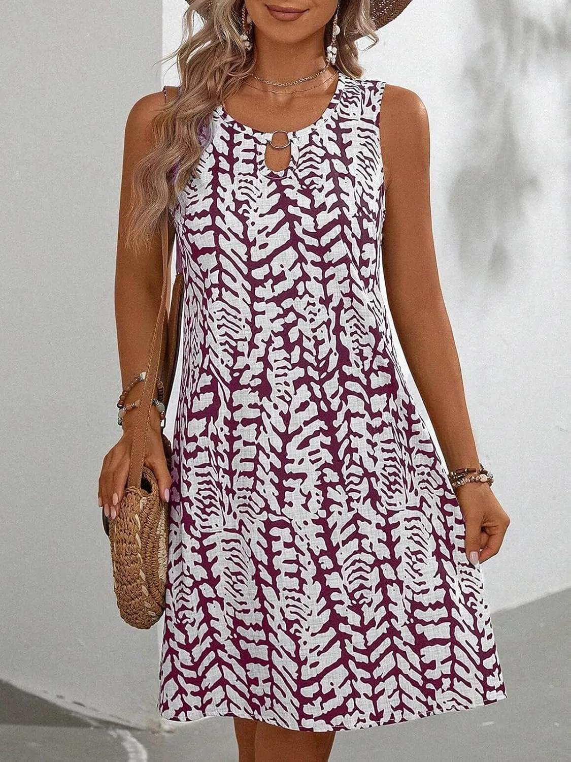 Women's Summer Dress 2025 Sleeveless Floral Boho Sundress Casual Beach Vacation Mini Dresses