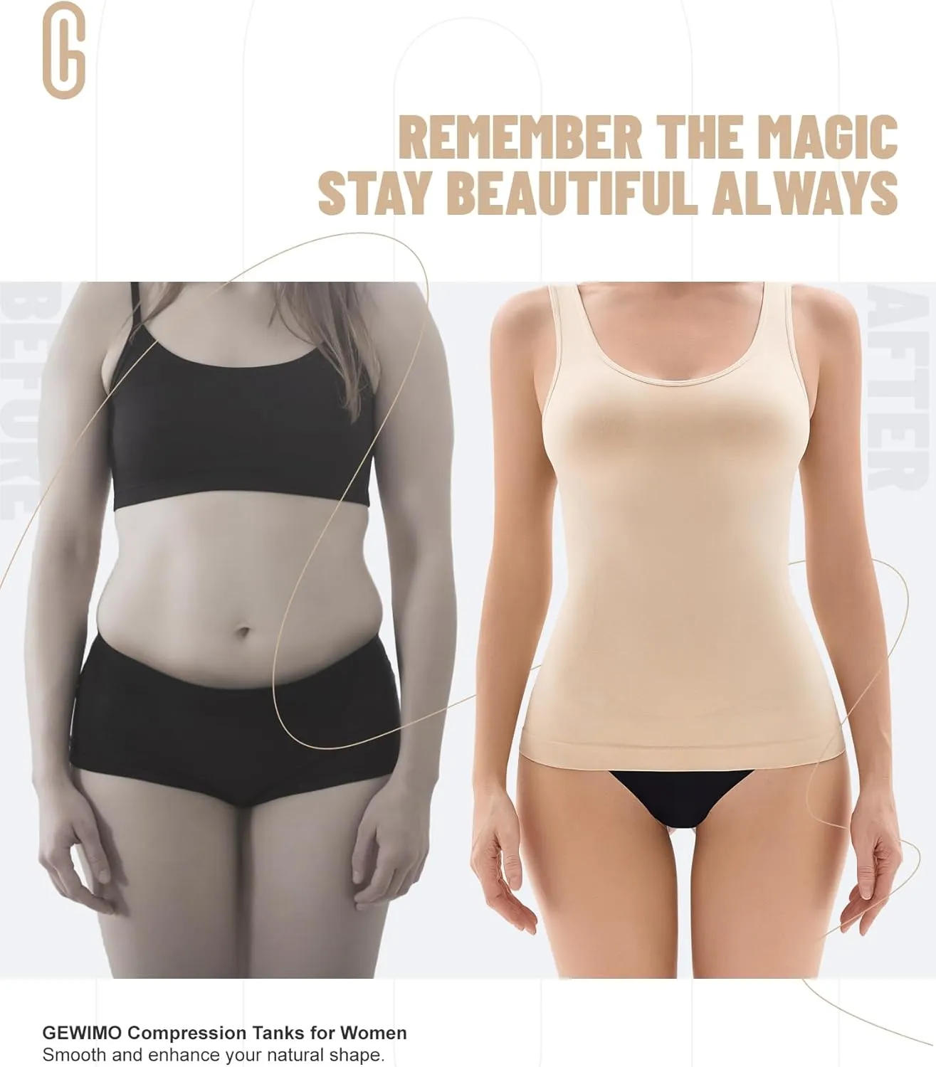 Womens Tank Tops Shapewear Tummy Control Compression Crew Neck Camisole Seamless Body Shaper Tanks for Women Cami