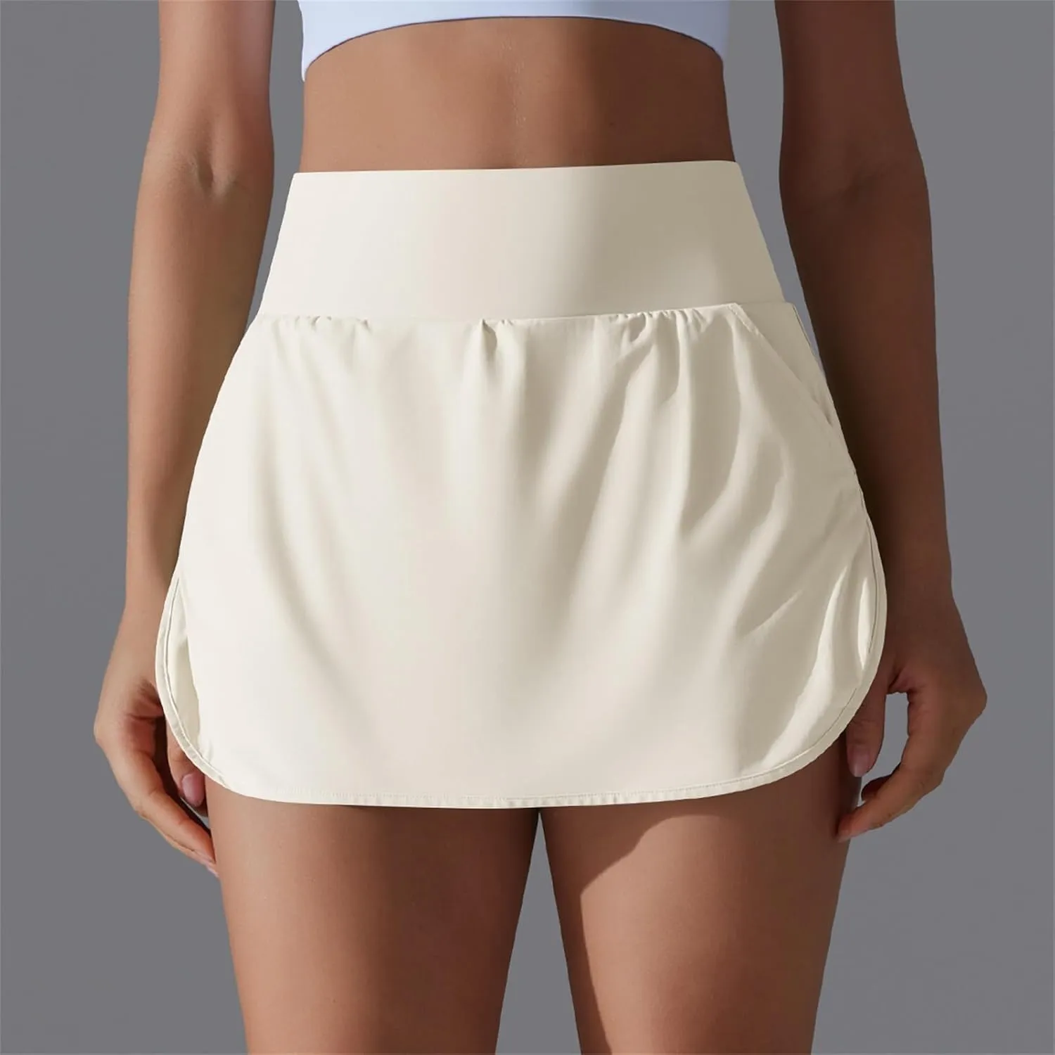 Womens Tennis Shorts Trendy Fake Two-Piece High Waist Sports Pants Gym Yoga Casual Solid Athletic Skirt Shorts 2025