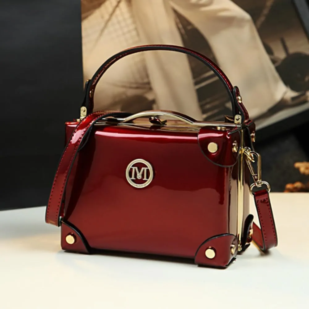 Women's Top Handle Satchel Handbags Leather Evening Bag Purses large Hard Square Box Shoulder Messenger Bags