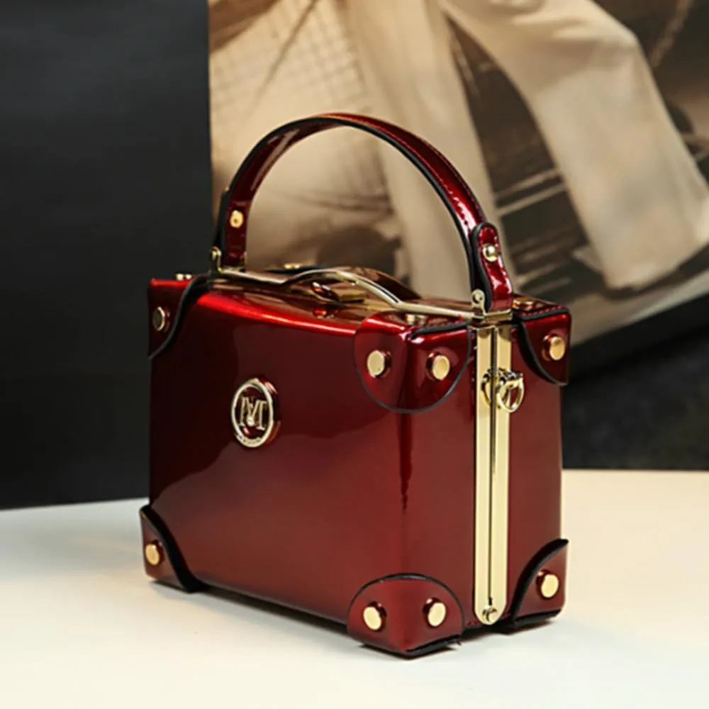 Women's Top Handle Satchel Handbags Leather Evening Bag Purses large Hard Square Box Shoulder Messenger Bags