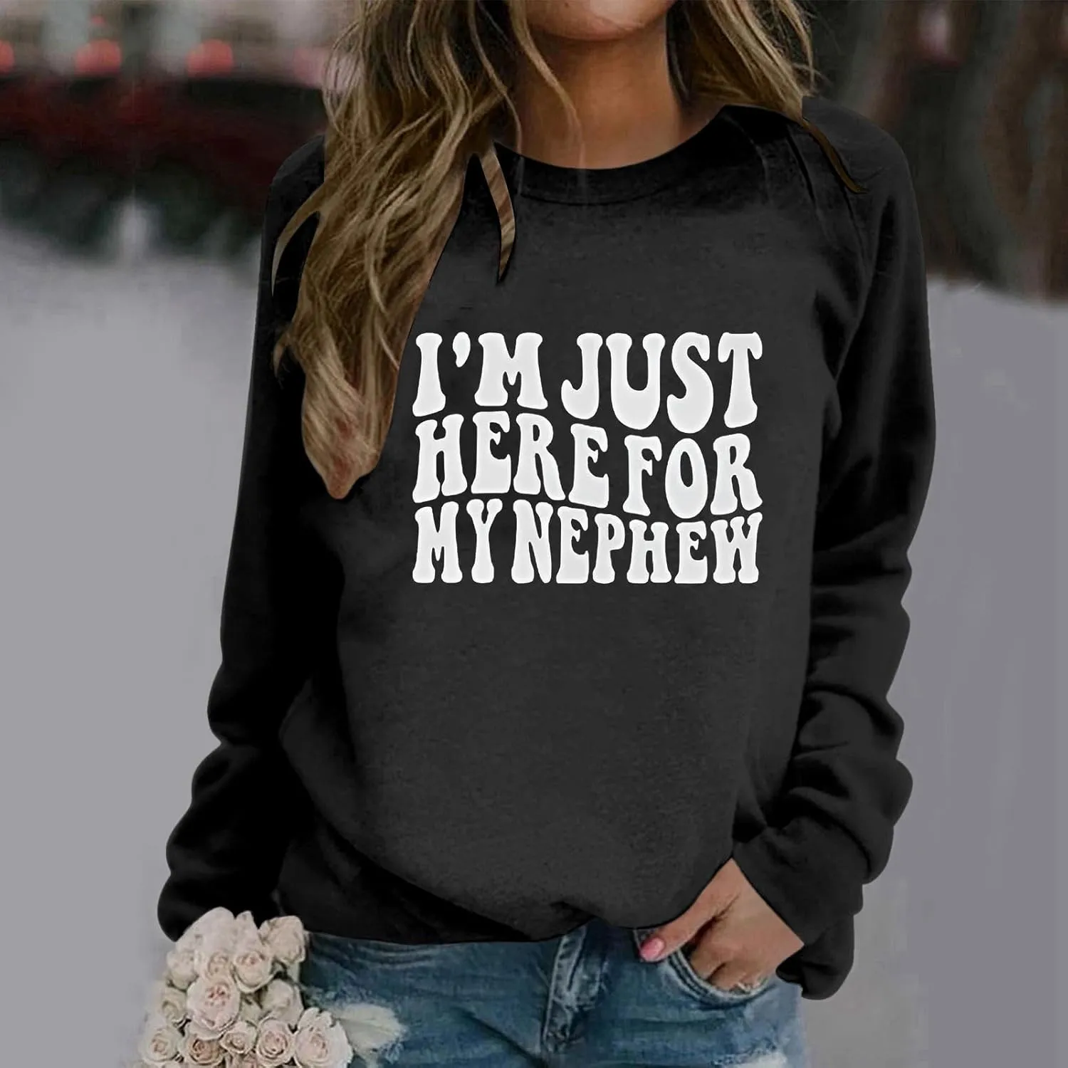 Women's Trendy Pullover Hoodie Letter Print Round Neck Top For Fall & Winter Oversize Hoodies Sweatshirt Women