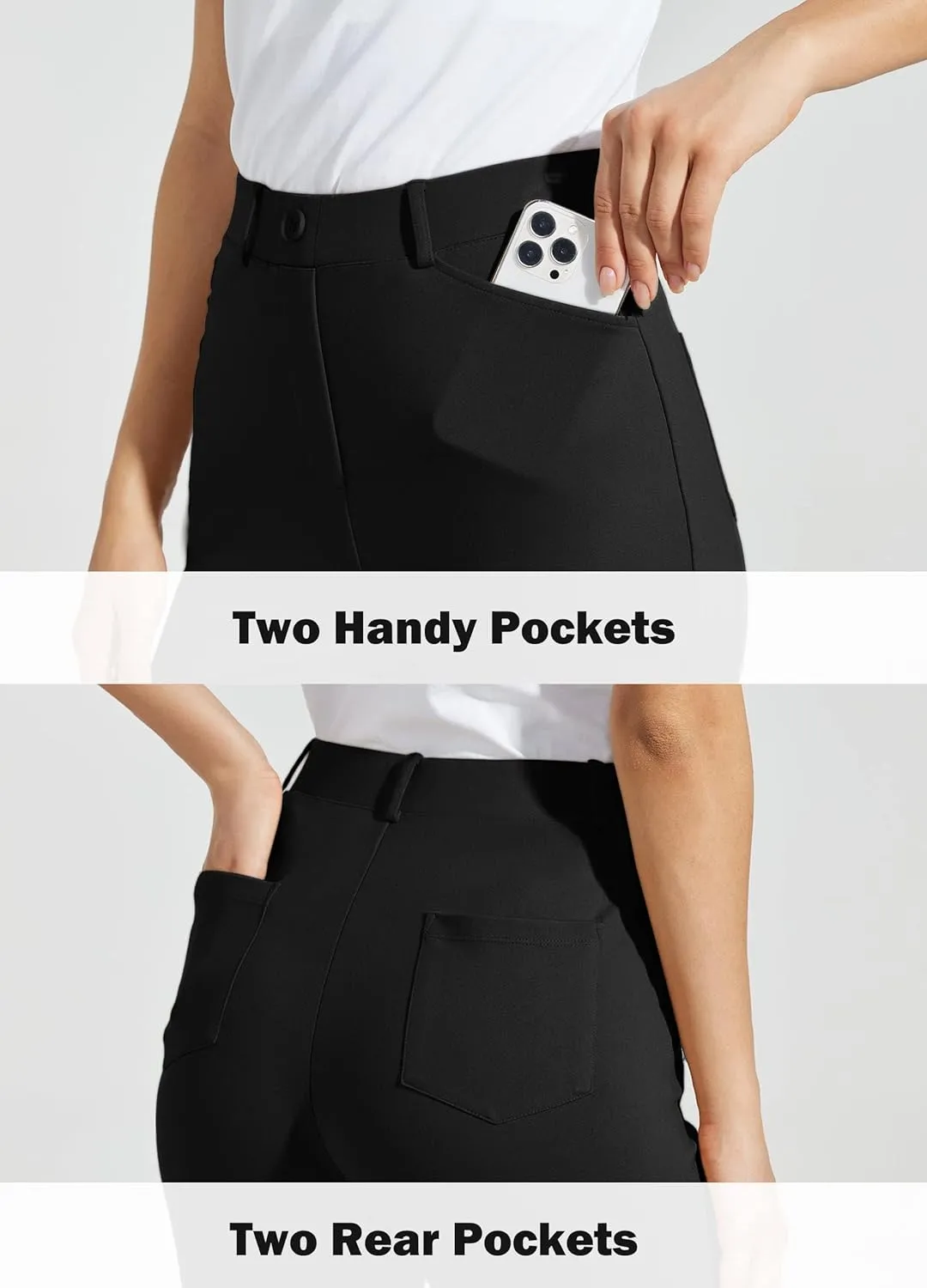 Women's Yoga Dress Pants Bootcut Work Slacks Stretch Office with Belt Loops 4 Pockets 28/29"/30"/31"/33"