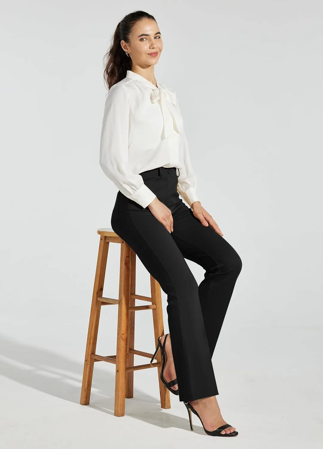 Women's Yoga Dress Pants Bootcut Work Slacks Stretch Office with Belt Loops 4 Pockets 28/29"/30"/31"/33"