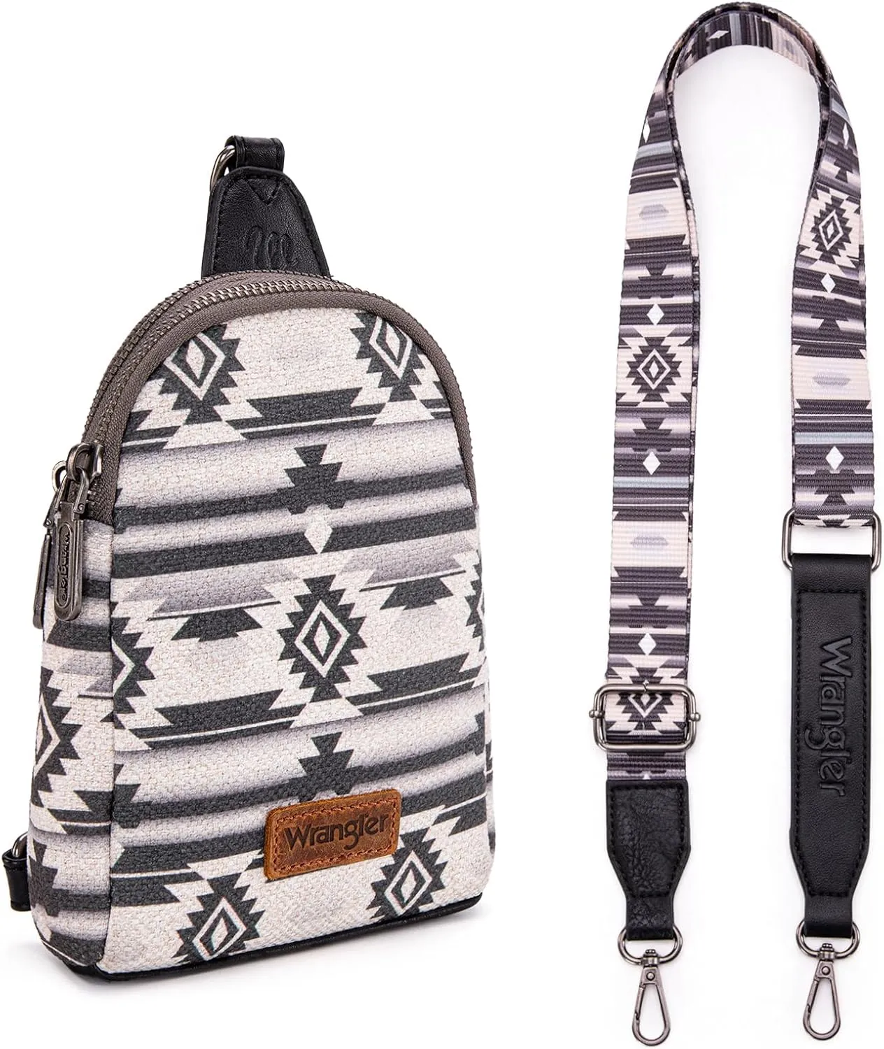Wrangler Aztec Crossbody Sling Bags for Women Southwestern Print Purse with Detachable Strap