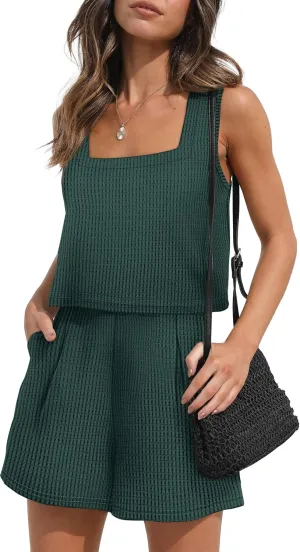 XIEERDUO Two Piece Set for Women Beach Vacation Clothes Summer Sets Travel Outfits Women Beach Fashion Matching Sets