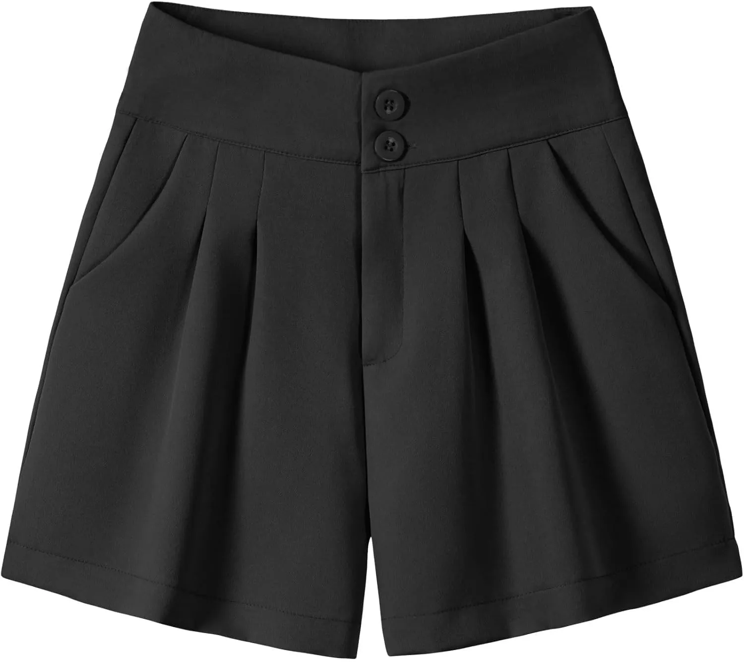 XinYangNi Women's Casual High Waisted Wide Leg Bermuda Shorts Summer Pleated Dressy Shorts with Pockets