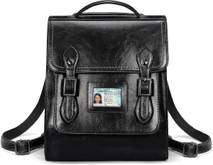 YALUXE Womens Genuine Cowhide Leather Backpack Handbags Convertible Back Pack with Double Buckles Closure