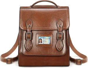 YALUXE Womens Genuine Cowhide Leather Backpack Handbags Convertible Back Pack with Double Buckles Closure