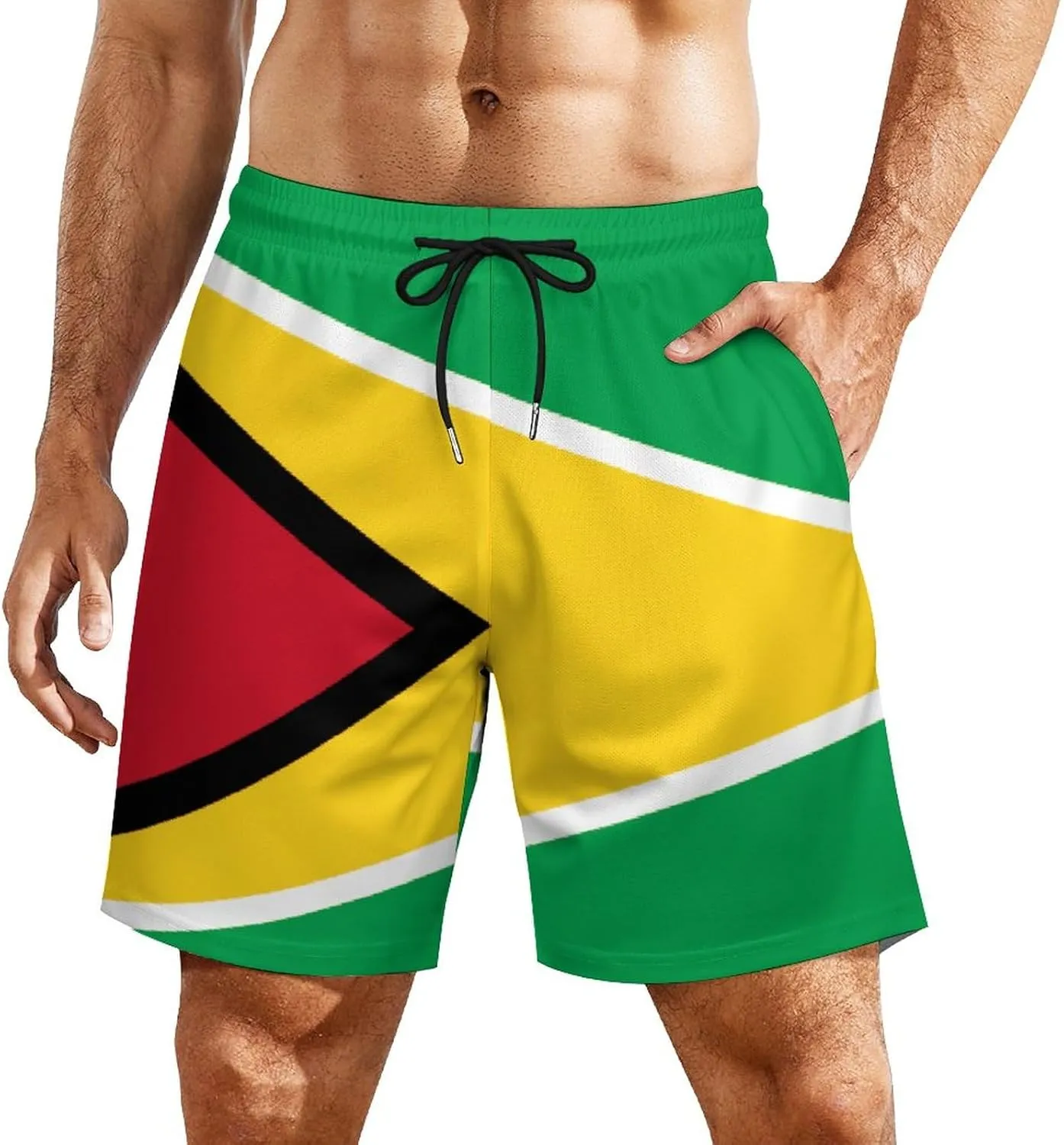 Zakqeik Palestine Flag Mens Swim Trunks Quick Dry Swim Shorts with Pockets Funny Beach Shorts