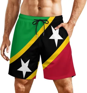 Zakqeik Palestine Flag Mens Swim Trunks Quick Dry Swim Shorts with Pockets Funny Beach Shorts