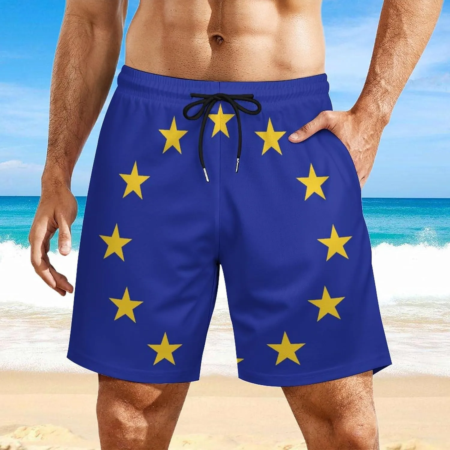 Zakqeik Palestine Flag Mens Swim Trunks Quick Dry Swim Shorts with Pockets Funny Beach Shorts