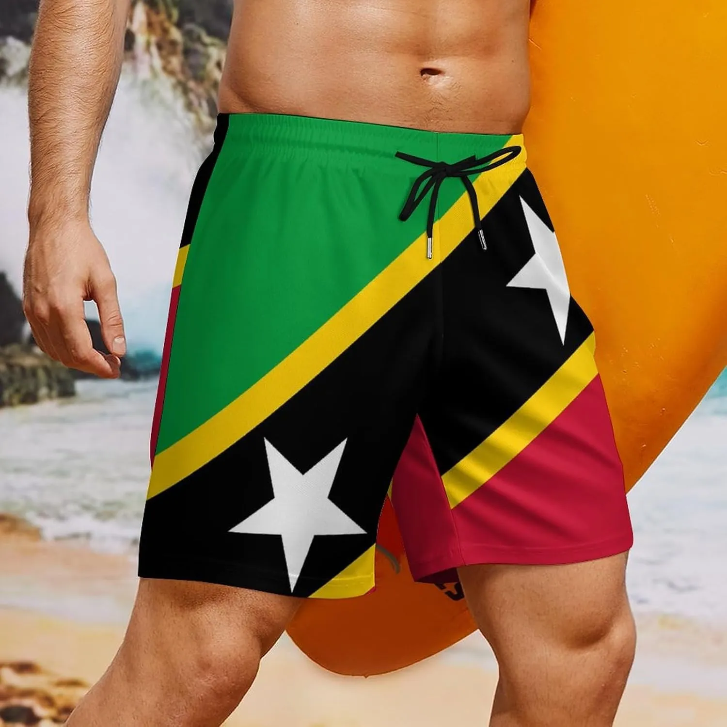 Zakqeik Palestine Flag Mens Swim Trunks Quick Dry Swim Shorts with Pockets Funny Beach Shorts