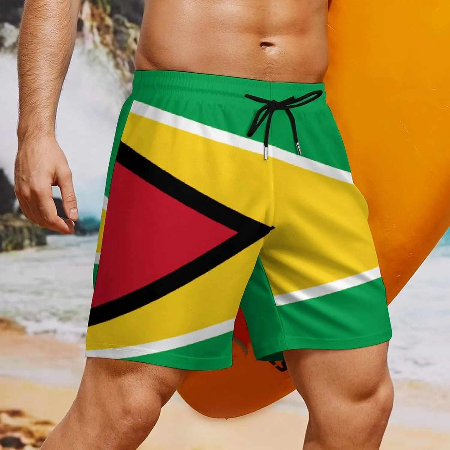 Zakqeik Palestine Flag Mens Swim Trunks Quick Dry Swim Shorts with Pockets Funny Beach Shorts