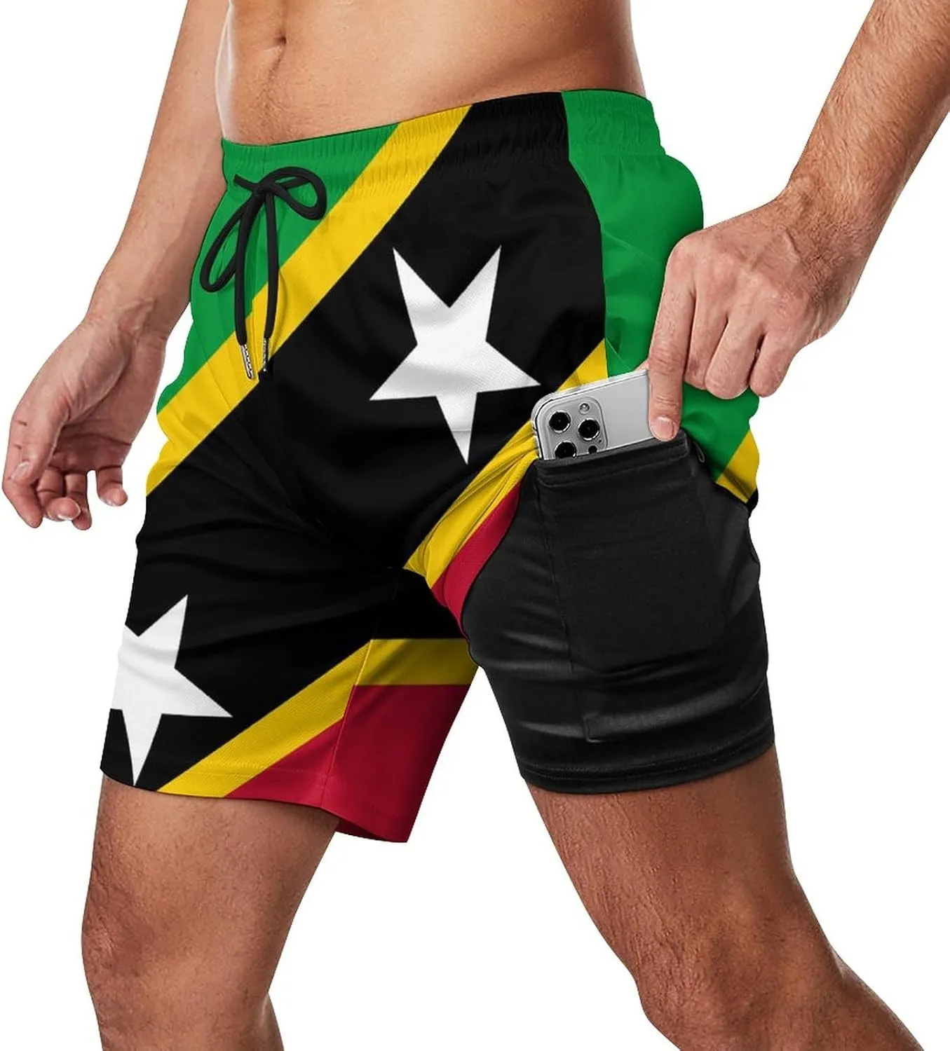 Zakqeik Palestine Flag Mens Swim Trunks Quick Dry Swim Shorts with Pockets Funny Beach Shorts
