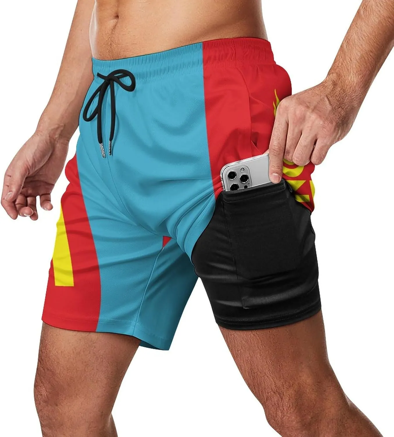Zakqeik Palestine Flag Mens Swim Trunks Quick Dry Swim Shorts with Pockets Funny Beach Shorts