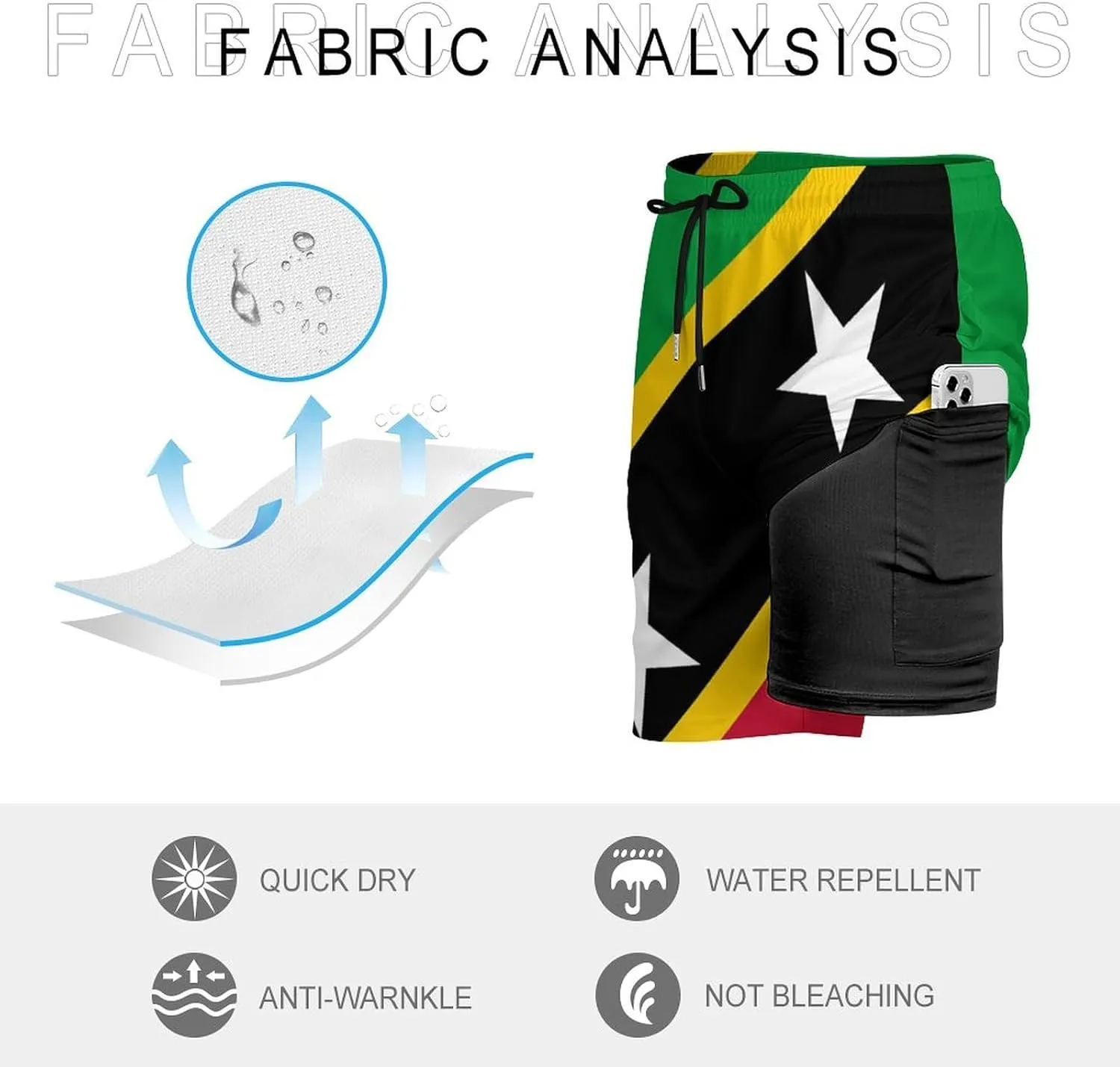 Zakqeik Palestine Flag Mens Swim Trunks Quick Dry Swim Shorts with Pockets Funny Beach Shorts