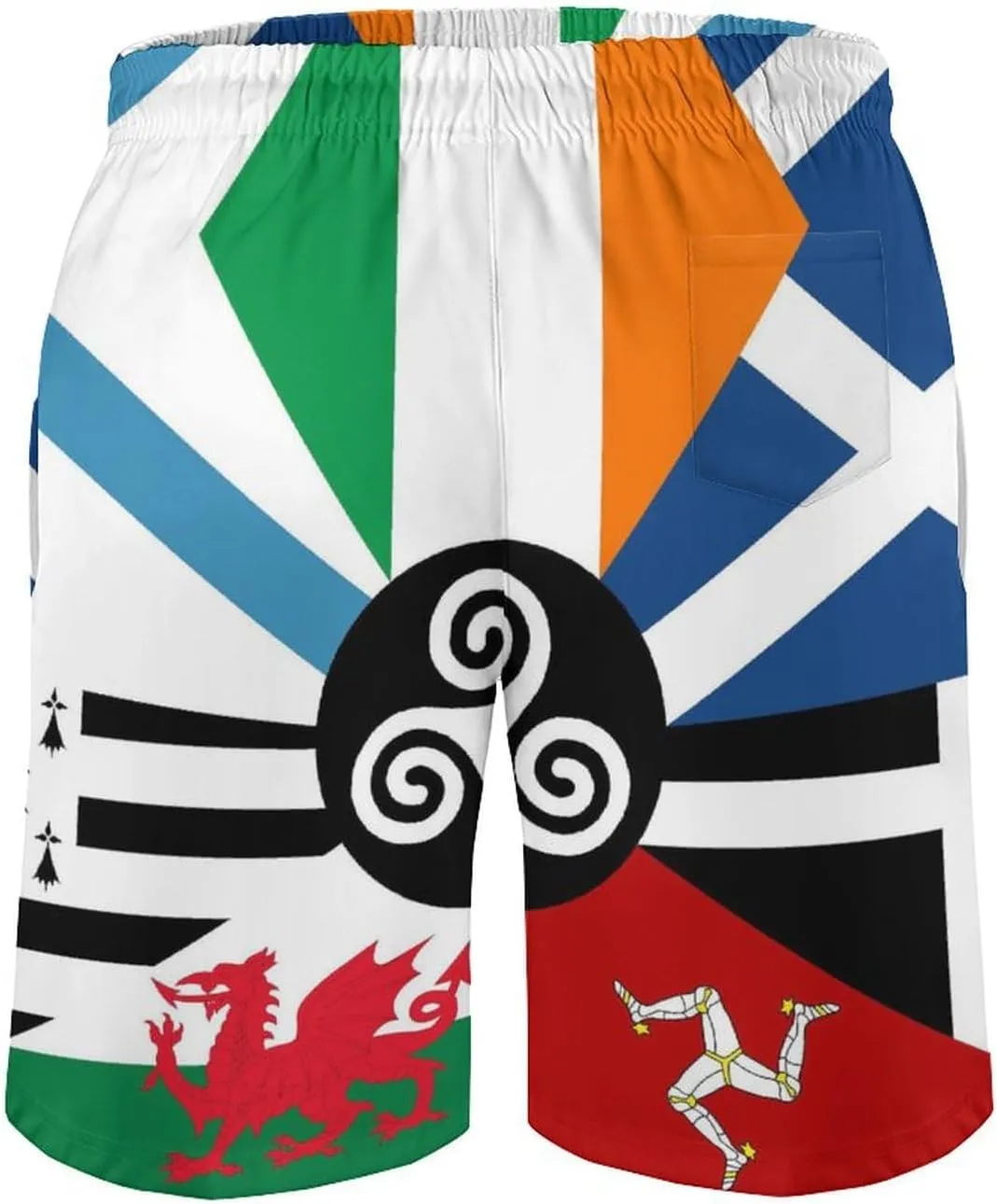 Zakqeik Slovakia Flag Mens Swim Trunks Quick Dry Swim Shorts with Pockets Funny Beach Shorts