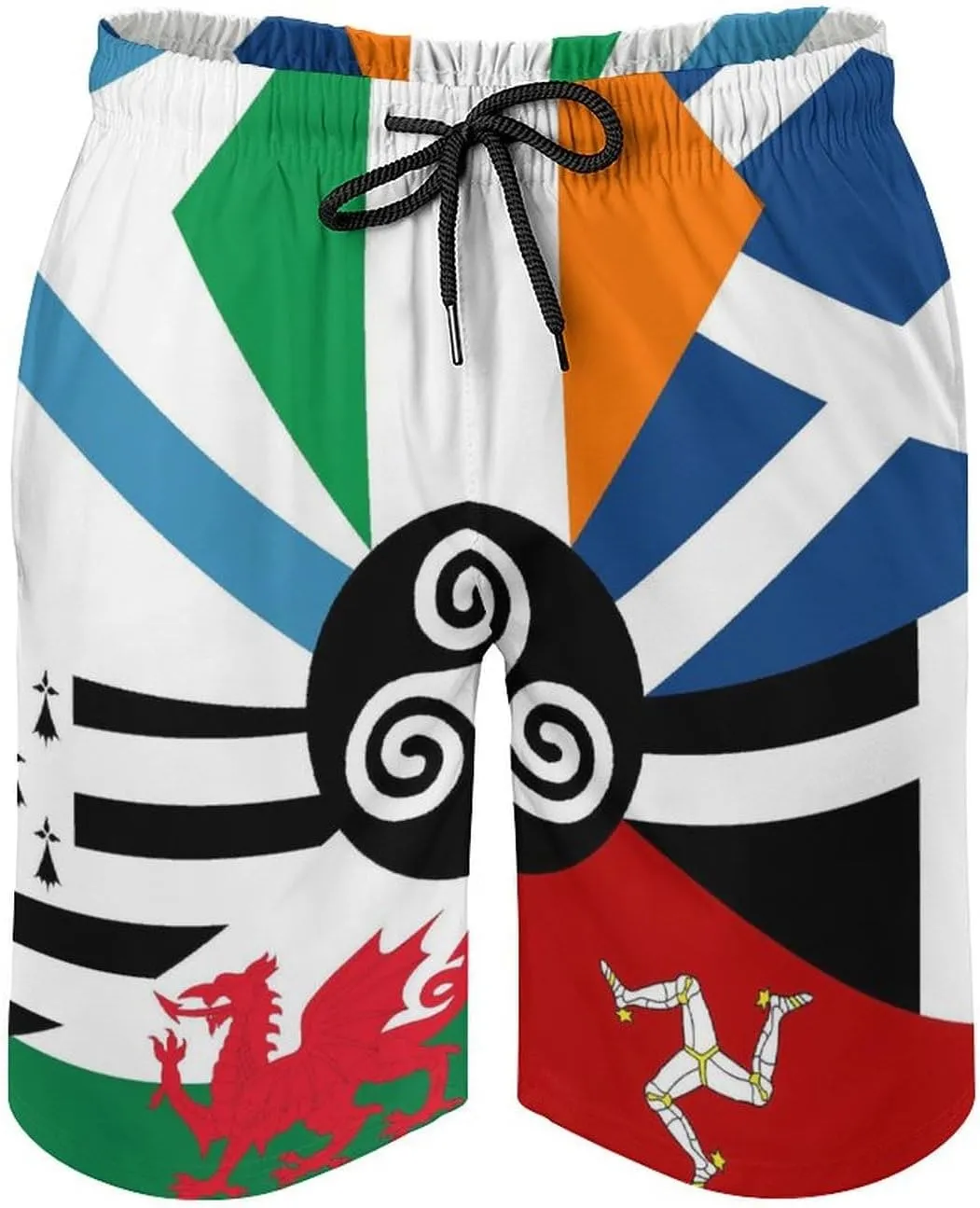 Zakqeik Slovakia Flag Mens Swim Trunks Quick Dry Swim Shorts with Pockets Funny Beach Shorts