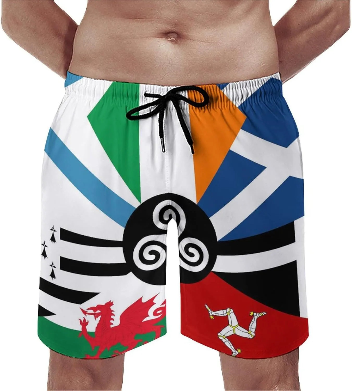 Zakqeik Slovakia Flag Mens Swim Trunks Quick Dry Swim Shorts with Pockets Funny Beach Shorts