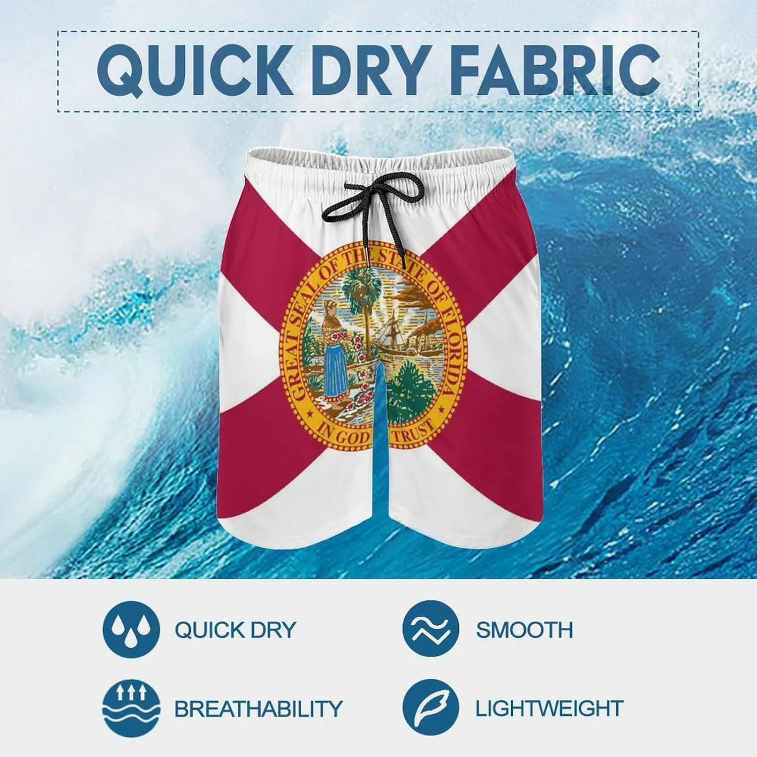 Zakqeik Slovakia Flag Mens Swim Trunks Quick Dry Swim Shorts with Pockets Funny Beach Shorts