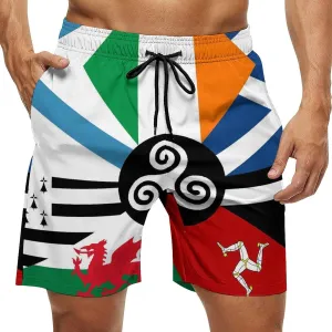 Zakqeik Slovakia Flag Mens Swim Trunks Quick Dry Swim Shorts with Pockets Funny Beach Shorts